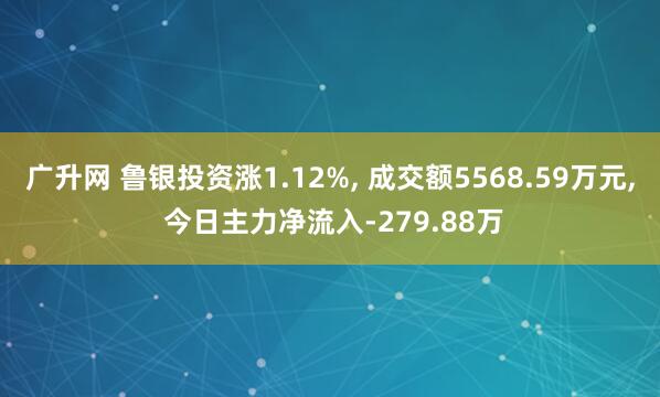广升网 鲁银投资涨1.12%, 成交额5568.59万元, 今日主力净流入-279.88万